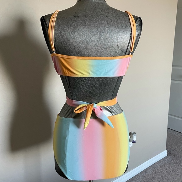 Rainbow High Waisted Bikini w/ Push Up Top - Picture 2 of 8